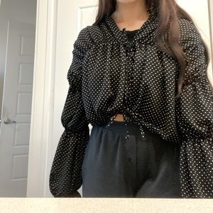 Black polka dot blouse